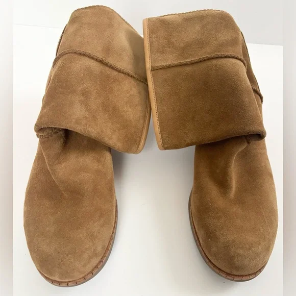 UGG Cyrinda Unlined Stacked Heel Suede Boots in Chestnut - Picture 11 of 11